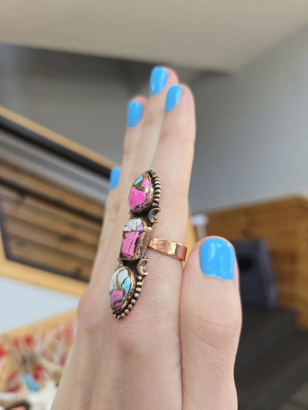 Cotton Candy Turquoise Copper Ring